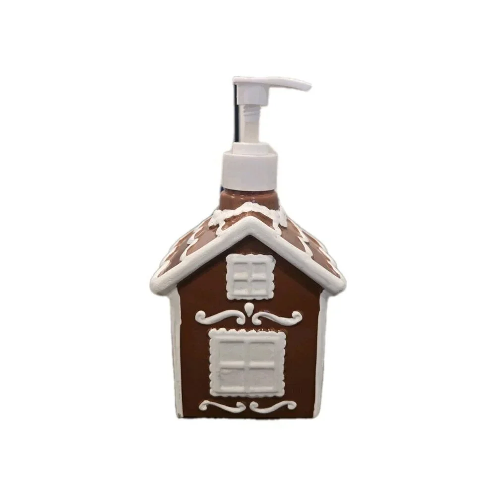 New Brown Gingerbread House Christmas Holiday Soap Dispenser Decoration